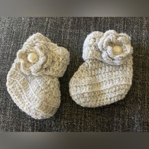 Knit grey baby booties